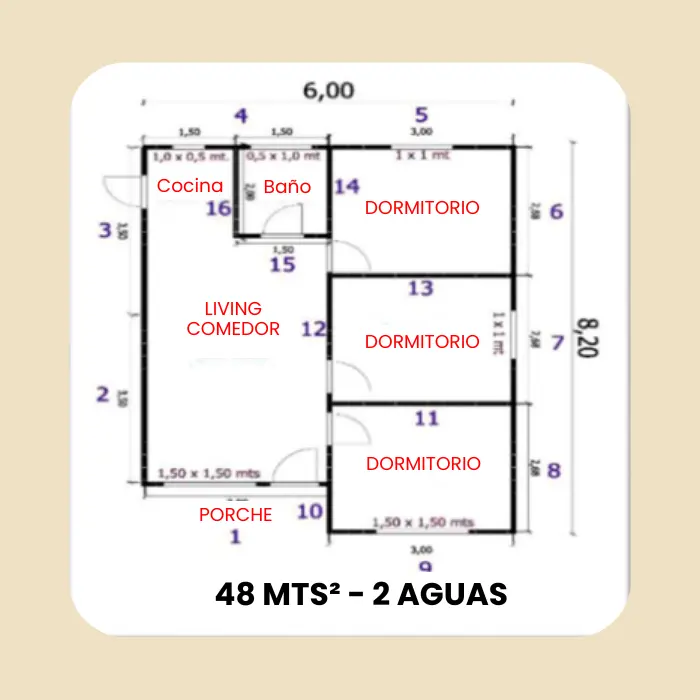 Casa Prefabricada 48 m² con Techo 2 Aguas — Casas González - Imagen 2