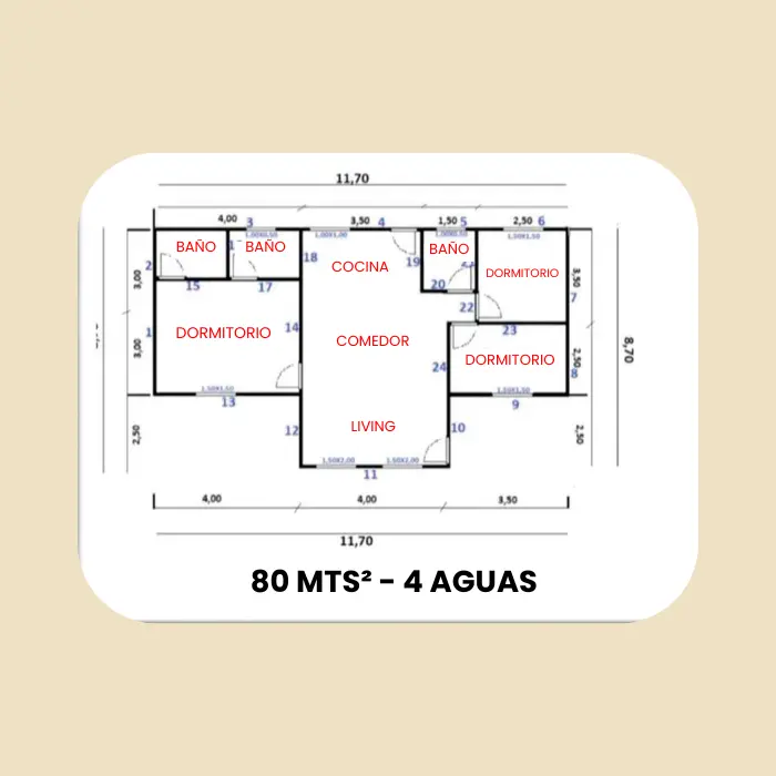 Casa Prefabricada 80 m² con Techo 4 Aguas — Casas González - Imagen 2