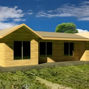 casa prefabricada 84 metros cuadrados Chile, casa prefabricada 4 dormitorios techo 6 aguas Biobío, casas prefabricadas González 84m2, casa prefabricada madera 4 dormitorios sur de Chile, casa prefabricada amplia techo 6 aguas Región del Biobío