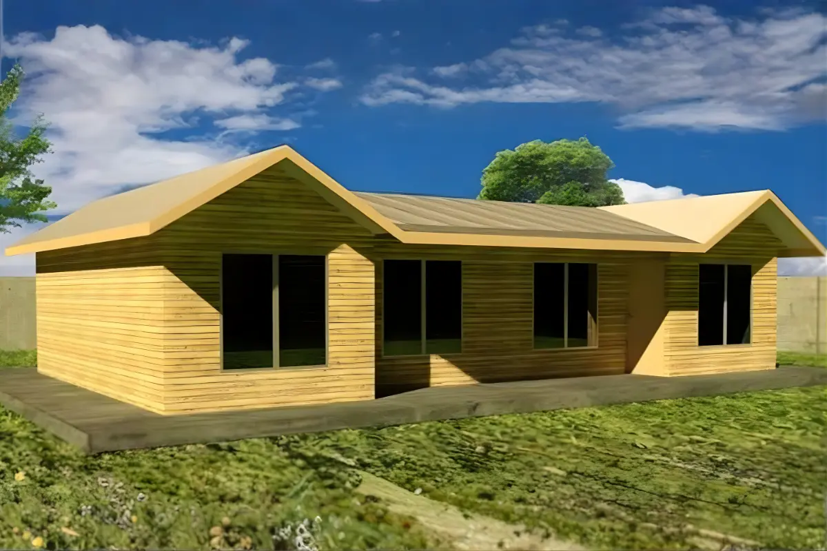 casa prefabricada 84 metros cuadrados Chile, casa prefabricada 4 dormitorios techo 6 aguas Biobío, casas prefabricadas González 84m2, casa prefabricada madera 4 dormitorios sur de Chile, casa prefabricada amplia techo 6 aguas Región del Biobío
